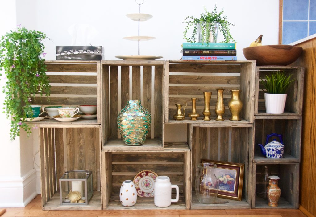 Wooden Crate Display Shelves DIY Eclectic Spark