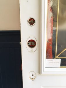 Painting The Front Door Red DIY Eclectic Spark   Painting Front Door Red Diy Taking Off Hardware 225x300 