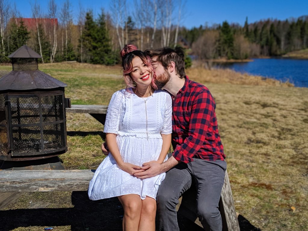 lumberjack plaid shirt Zara embroidered babydoll mini dress maternity wear Montreal fashion beauty lifestyle blog 4