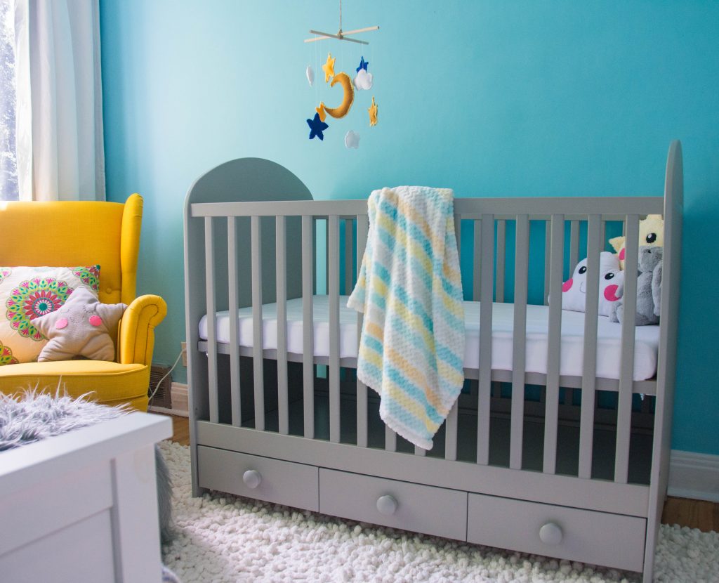 grey blue baby room