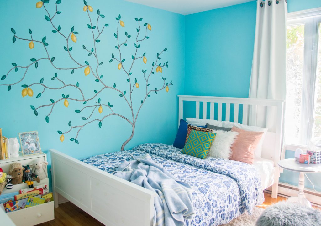 unisex gender neutral lemon tree blue yellow grey baby nursery design decor Montreal lifestyle beauty fashion blog 2