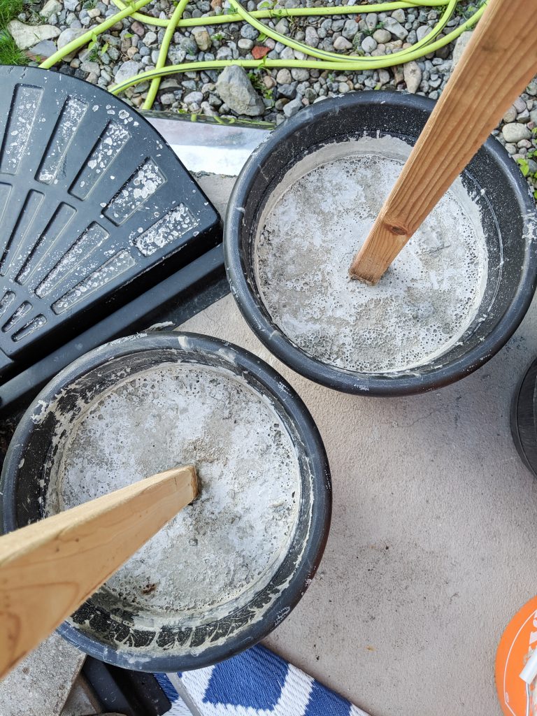 allow concrete to dry DIY string light concrete planter posts Montreal lifestyle beauty fashion blog