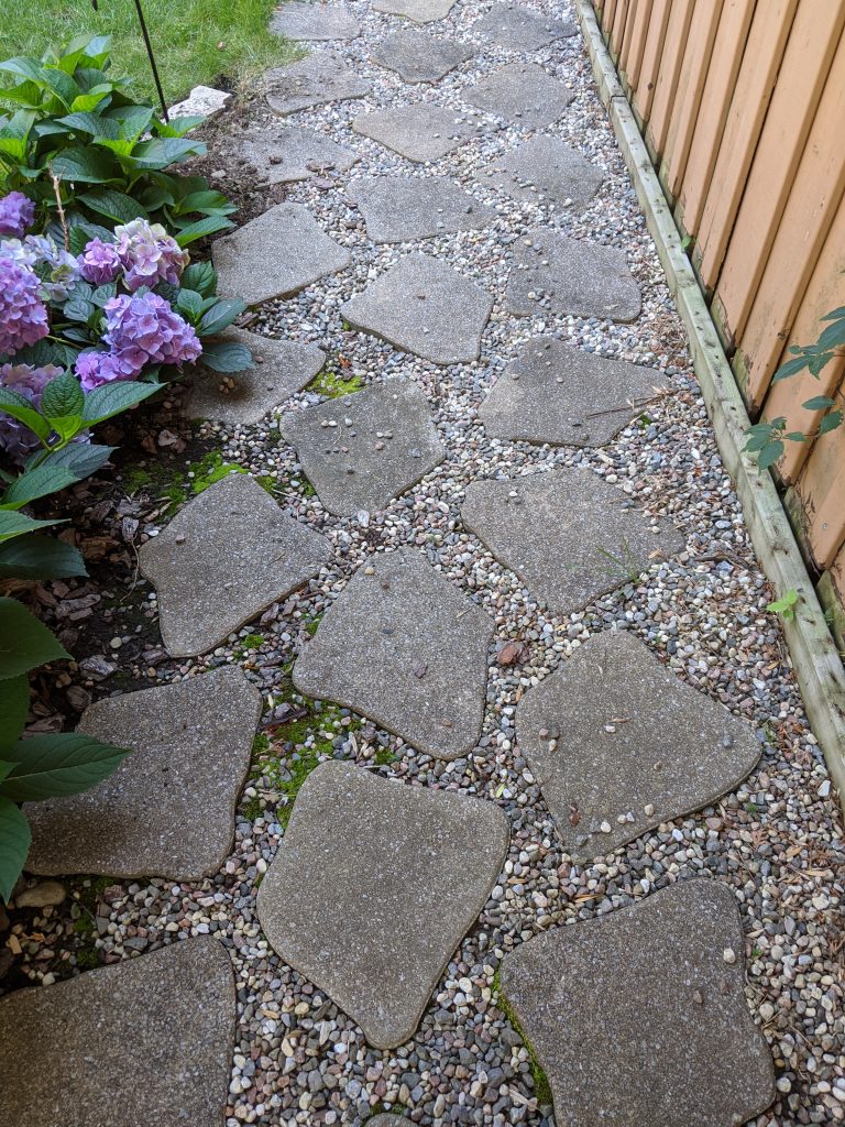 stone walkway backyard landscape garden makeover Montreal lifestyle fashion beauty blog