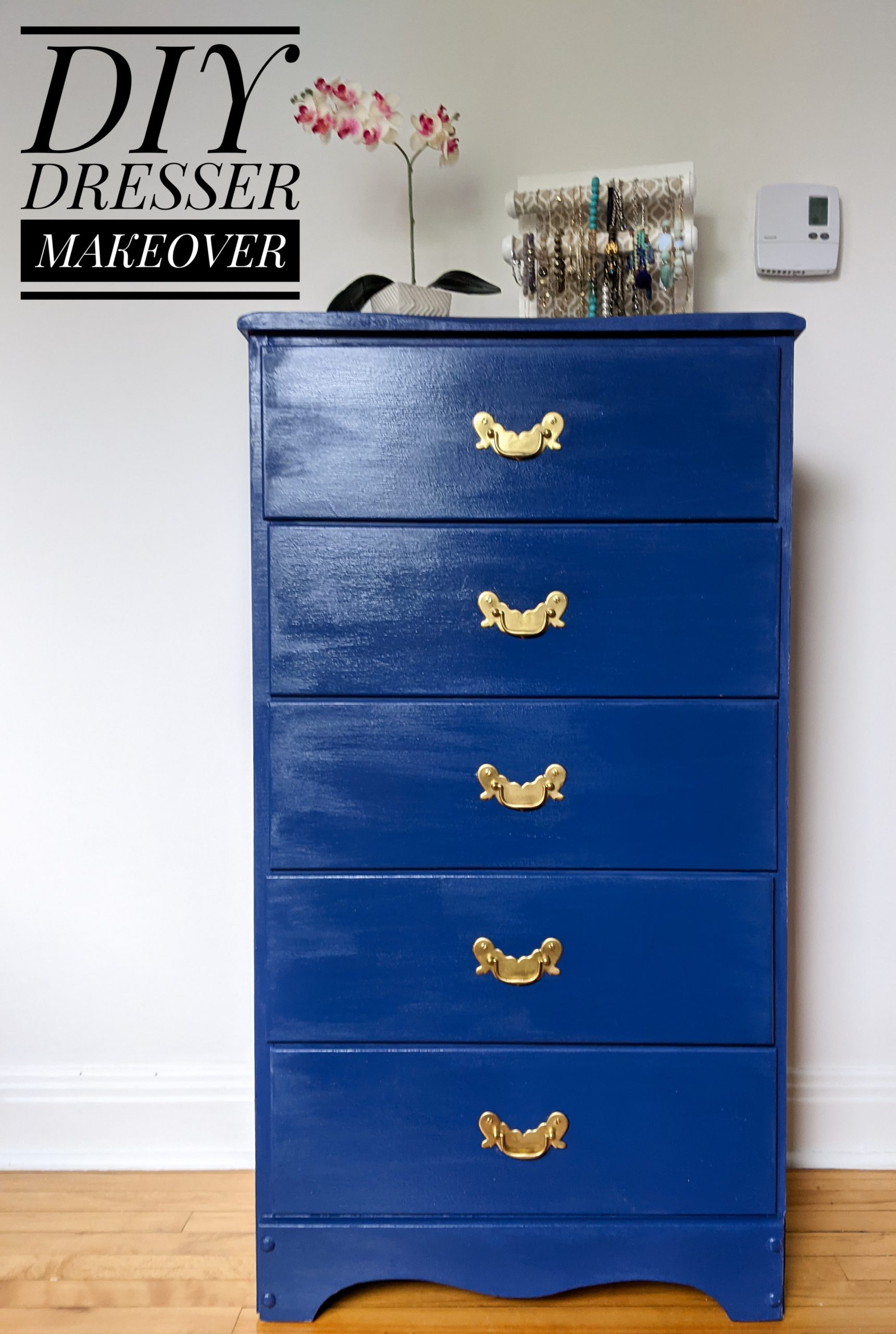 Blue Farmhouse Style Dresser Makeover - Canary Street Crafts