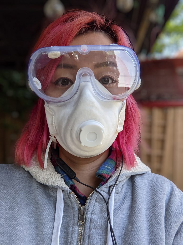 wear protective gear DIY thrifted dresser remodel makeover Montreal lifestyle fashion beauty blog