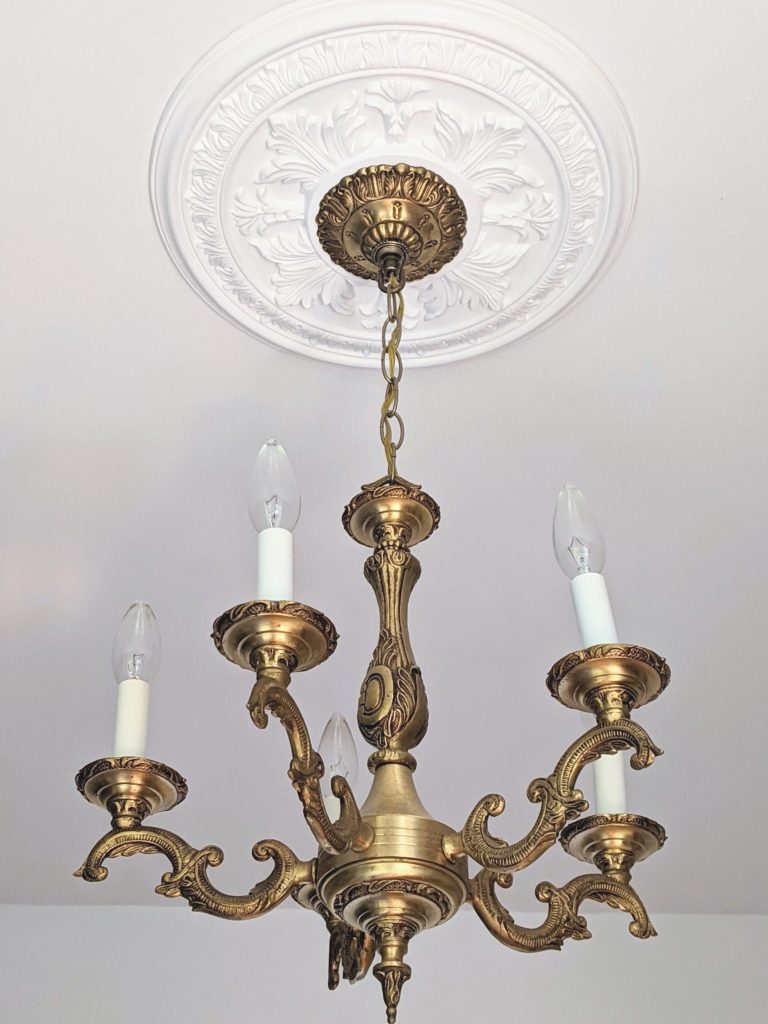 vintage chandelier with medallion