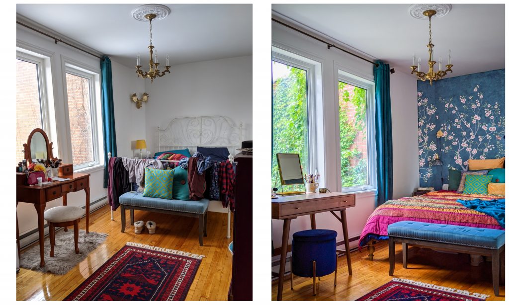 before and after DIY bedroom makeover remodel Montreal lifestyle fashion beauty blog