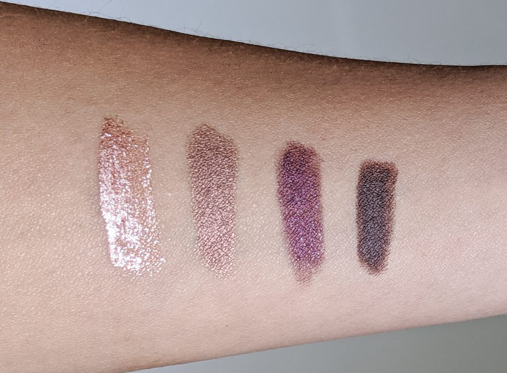 swatches Pixi By Petra Liquid Fairy Lights Rose Gold LOC One & Done Shadow Stick in Impress Me Charlotte Tilbury Colour Chameleon Amethyst Aphrodisiac treStique Mini Shadow Crayon Kona Coffee Montreal beauty fashion lifestyle blog 1