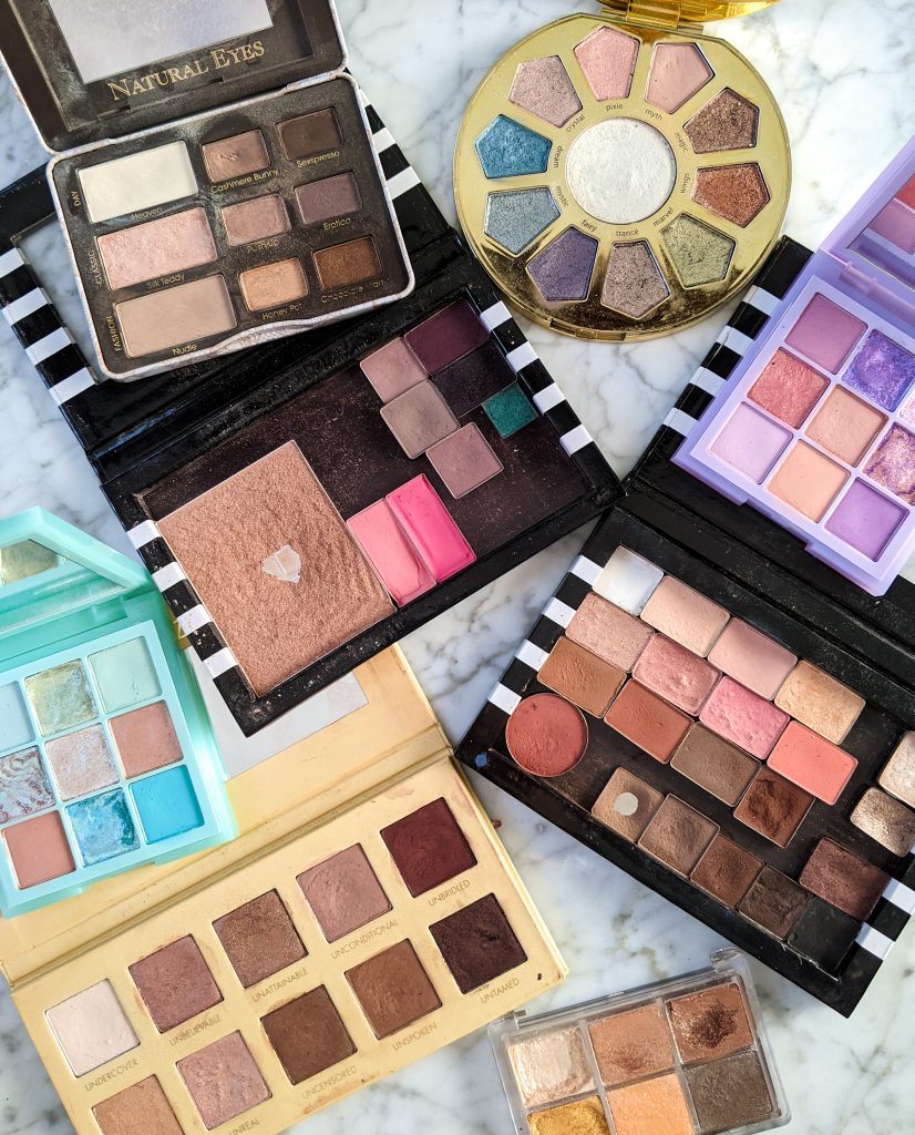 Huda Beauty Pastel Mint Lilac Obsessions Tarte Make Believe In Yourself Too Faced Natural Eyes Lorac Unzipped Essence All About Sunrise eye shadow palettes Montreal beauty fashion lifestyle blog 2