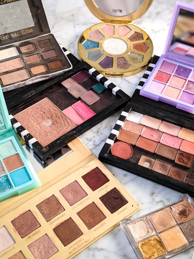 Huda Beauty Pastel Mint Lilac Obsessions Tarte Make Believe In Yourself Too Faced Natural Eyes Lorac Unzipped Essence All About Sunrise eye shadow palettes Montreal beauty fashion lifestyle blog 1