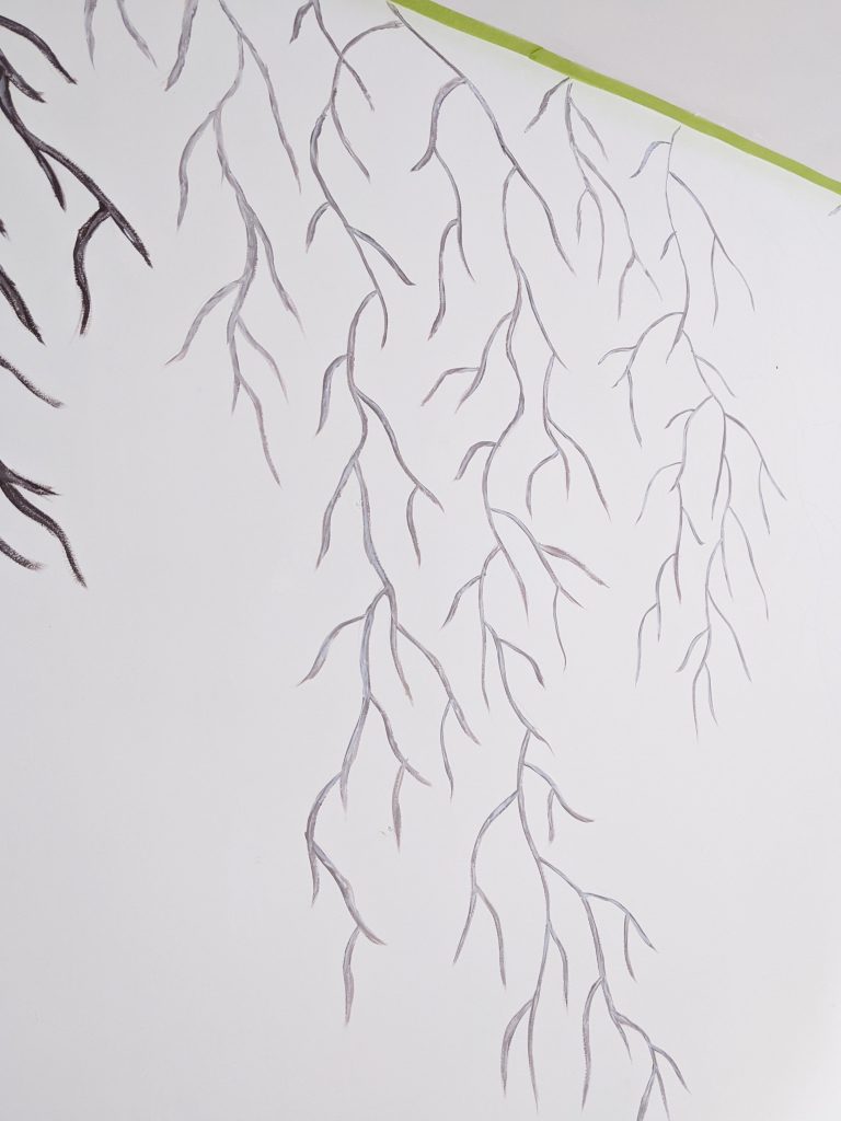 painting branches DIY willow tree mural Montreal lifestyle fashion beauty blog