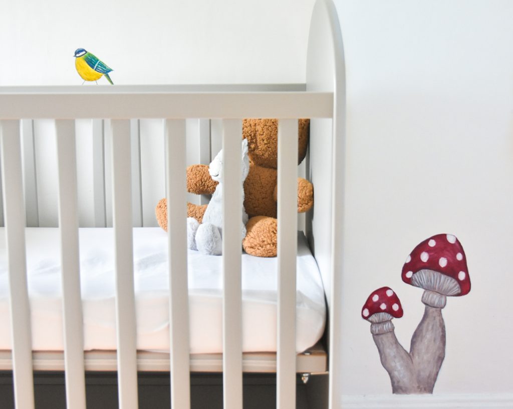 bird mushroom painting baby room nursery design Montreal lifestyle fashion beauty blog