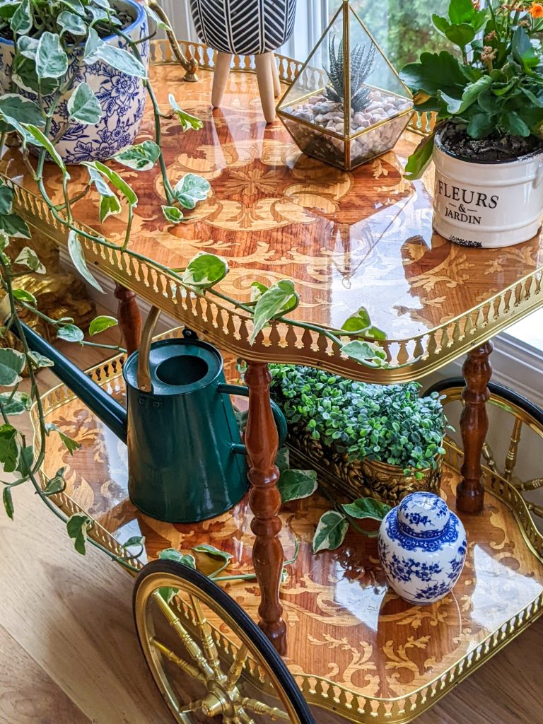 antique tea cart sunroom office Montreal lifestyle fashion beauty blog