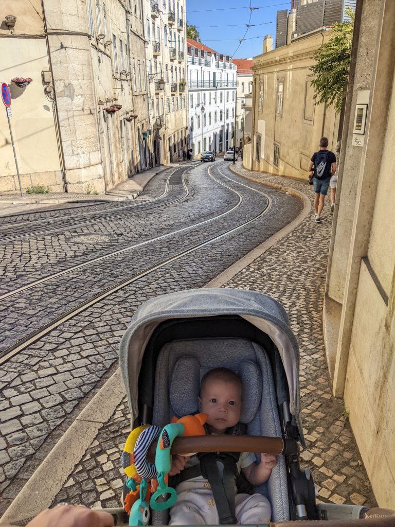 Uppababy Cruz cobblestone hills Lisbon travel with children babies toddlers Montreal lifestyle fashion beauty blog