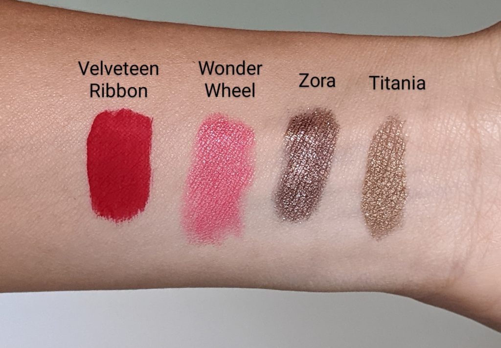 swatches Velveteen Lip Colour Ribbon Luxuriously Lucent Lip Colour Wonder Wheel Liquid Lurex Zora Titania Lisa Eldridge makeup Montreal beauty fashion lifestyle blog