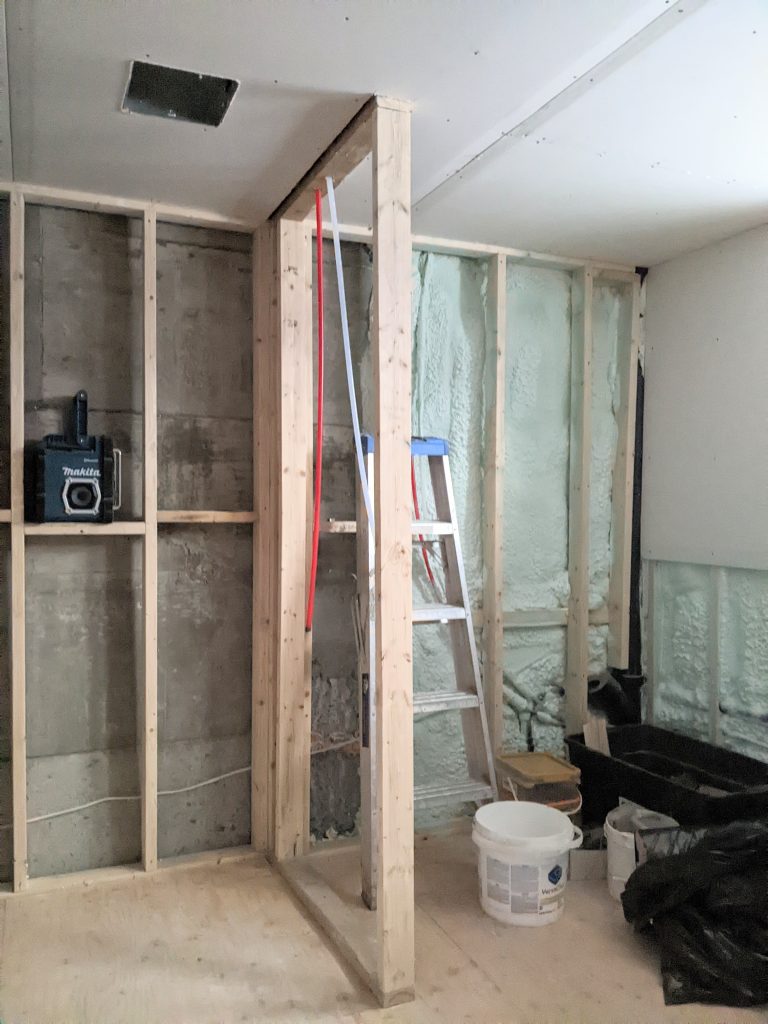 partitioning room for walk-in shower basement bathroom laundry room makeover renovation remodel Montreal lifestyle fashion beauty blog
