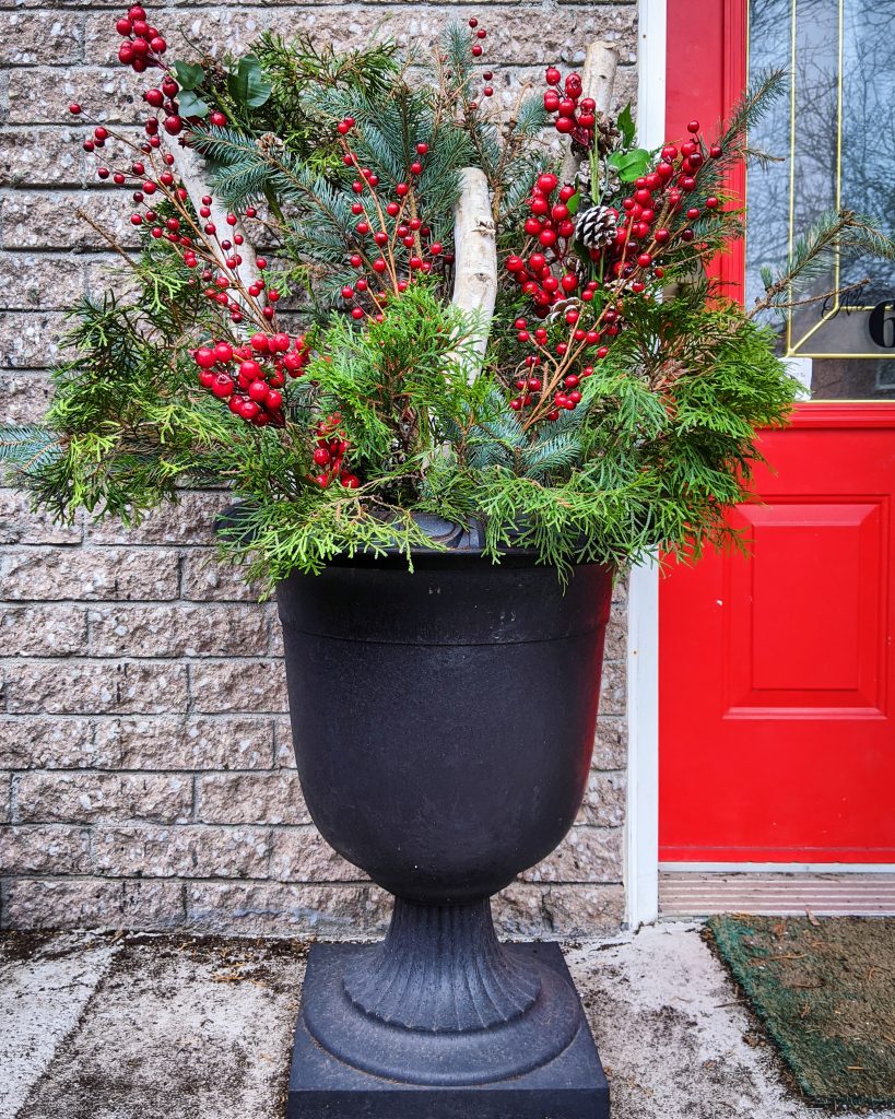 Christmas planter DIY amateur floristry Montreal florist