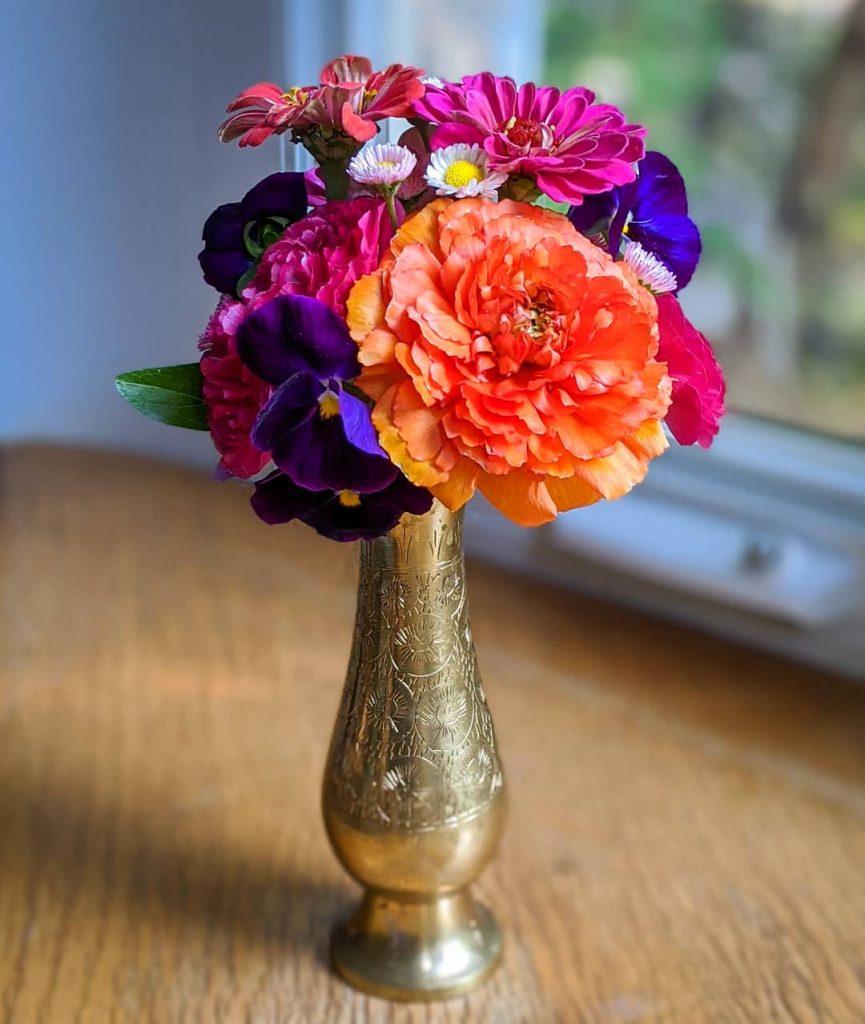 ranunculus zinnias pansies DIY amateur floristry Montreal florist