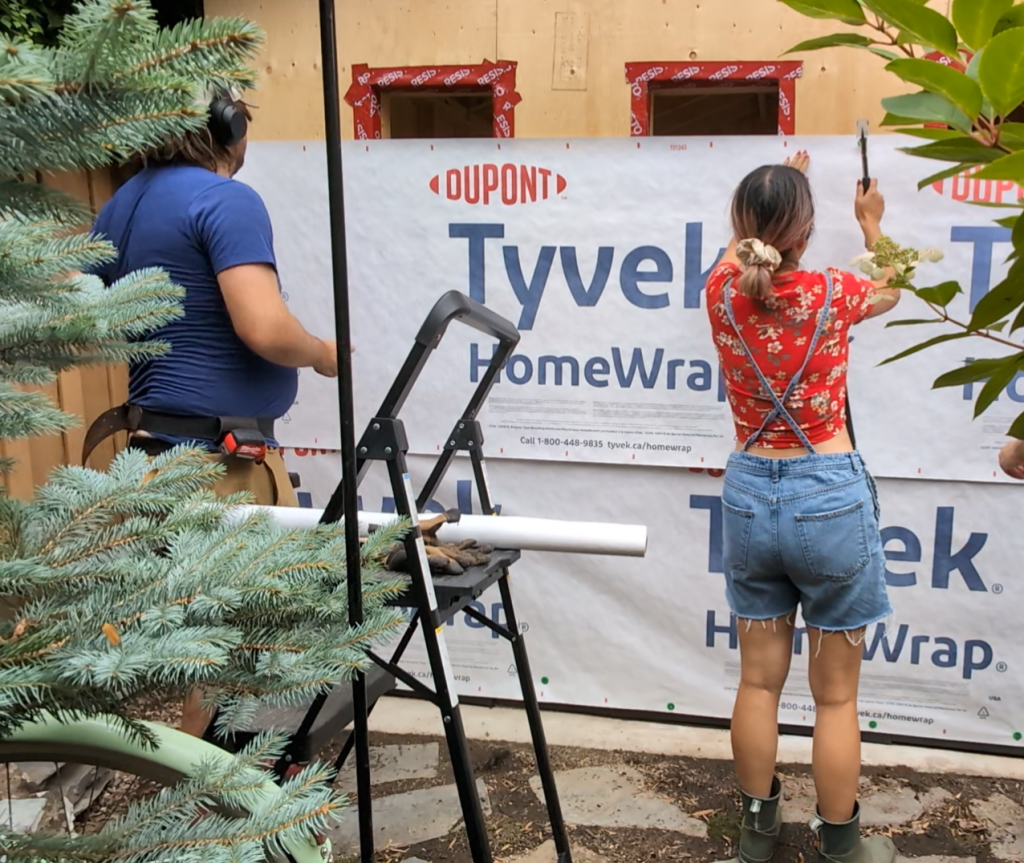 adding tyvek DIY shed remodel