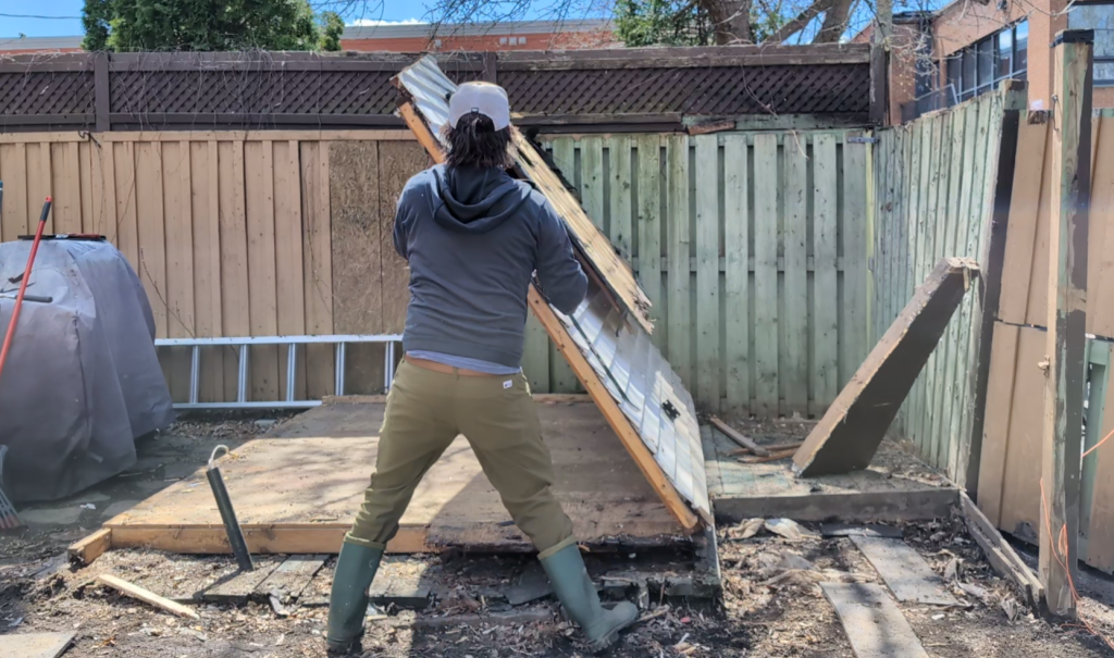 demoing old shed DIY shed remodel