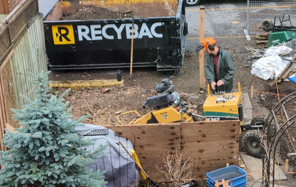 grinding stump DIY shed remodel