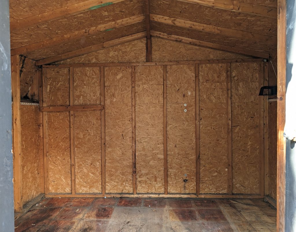 interior before DIY shed remodel